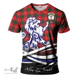 ScotsTee Shop Scottish Chisholm Modern Clan Crest Tartan T Shirt Alba Gu Brath Regal Lion Emblem