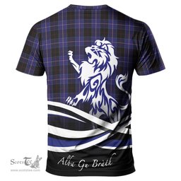 ScotsTee Shop Scottish Dunlop Clan Crest Tartan T Shirt Alba Gu Brath Regal Lion Emblem