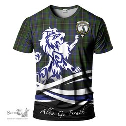 ScotsTee Shop Scottish MacInnes Clan Crest Tartan T Shirt Alba Gu Brath Regal Lion Emblem