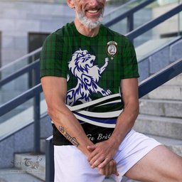 ScotsTee Shop Scottish Dunbar Hunting Clan Crest Tartan T Shirt Alba Gu Brath Regal Lion Emblem
