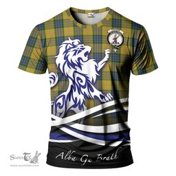 ScotsTee Shop Scottish Fraser Yellow Clan Crest Tartan T Shirt Alba Gu Brath Regal Lion Emblem