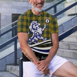 ScotsTee Shop Scottish Fraser Yellow Clan Crest Tartan T Shirt Alba Gu Brath Regal Lion Emblem