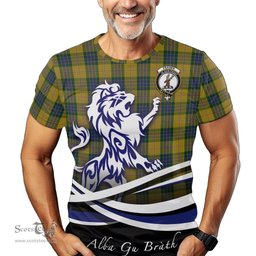 ScotsTee Shop Scottish Fraser Yellow Clan Crest Tartan T Shirt Alba Gu Brath Regal Lion Emblem