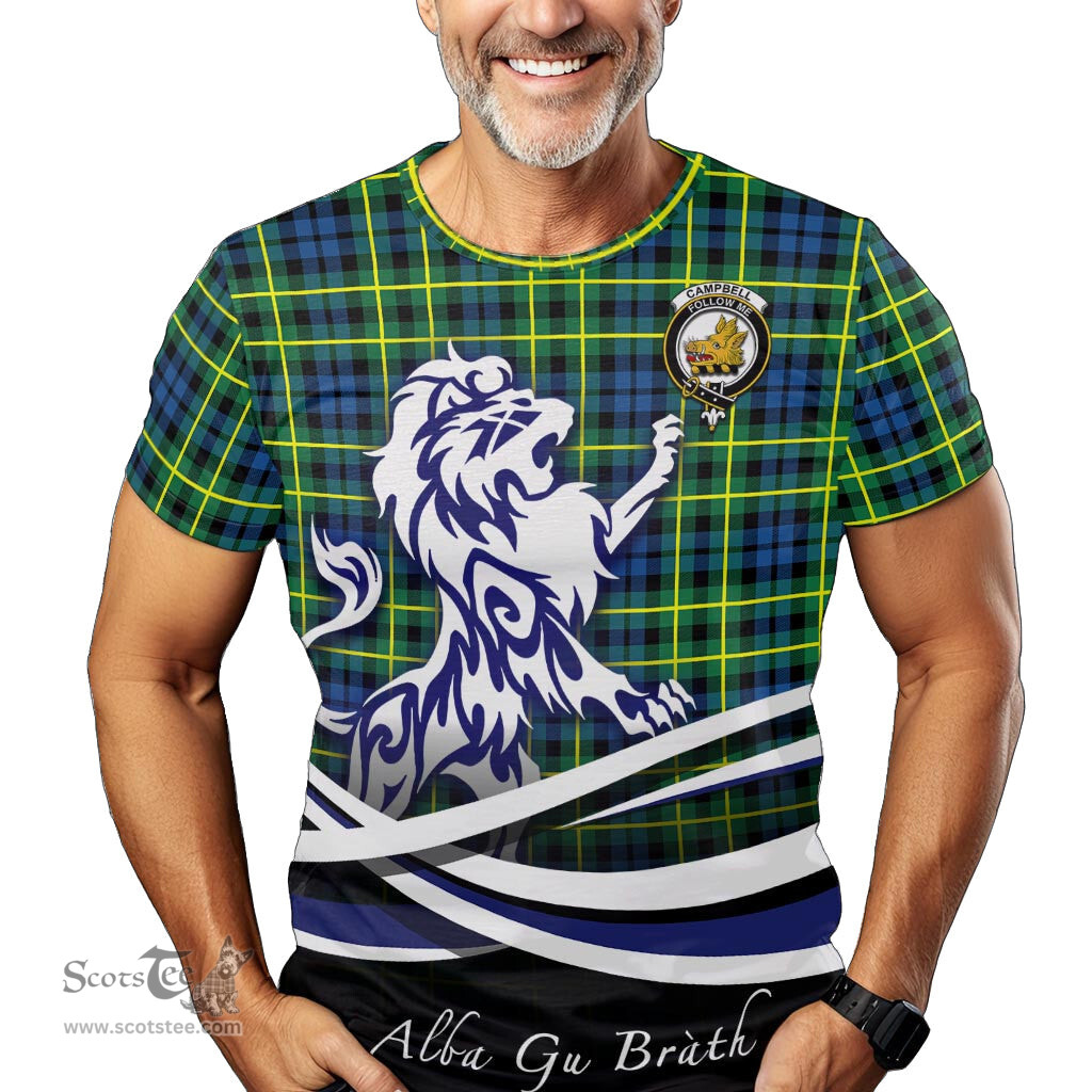 ScotsTee Shop Scottish Campbell of Breadalbane Ancient Clan Crest Tartan T Shirt Alba Gu Brath Regal Lion Emblem