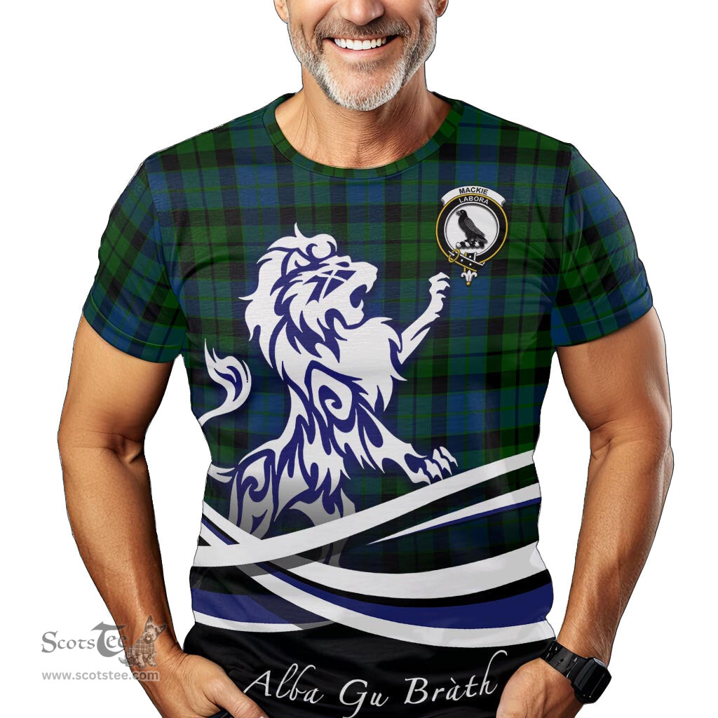 ScotsTee Shop Scottish MacKie Clan Crest Tartan T Shirt Alba Gu Brath Regal Lion Emblem