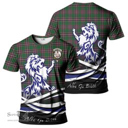 ScotsTee Shop Scottish MacFarlane Hunting Clan Crest Tartan T Shirt Alba Gu Brath Regal Lion Emblem
