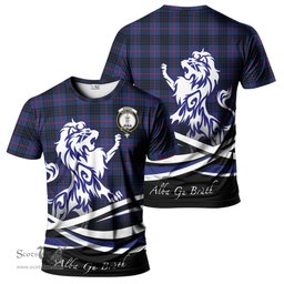 ScotsTee Shop Scottish MacKay Blue Modern Clan Crest Tartan T Shirt Alba Gu Brath Regal Lion Emblem