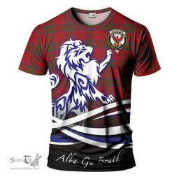 ScotsTee Shop Scottish MacDonell of Keppoch Clan Crest Tartan T Shirt Alba Gu Brath Regal Lion Emblem