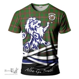ScotsTee Shop Scottish MacKinnon Hunting Modern Clan Crest Tartan T Shirt Alba Gu Brath Regal Lion Emblem
