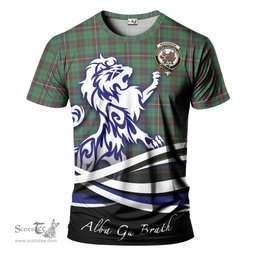 ScotsTee Shop Scottish MacKinnon Hunting Ancient Clan Crest Tartan T Shirt Alba Gu Brath Regal Lion Emblem