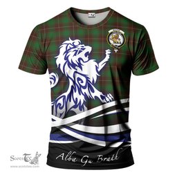 ScotsTee Shop Scottish MacFie Hunting Clan Crest Tartan T Shirt Alba Gu Brath Regal Lion Emblem