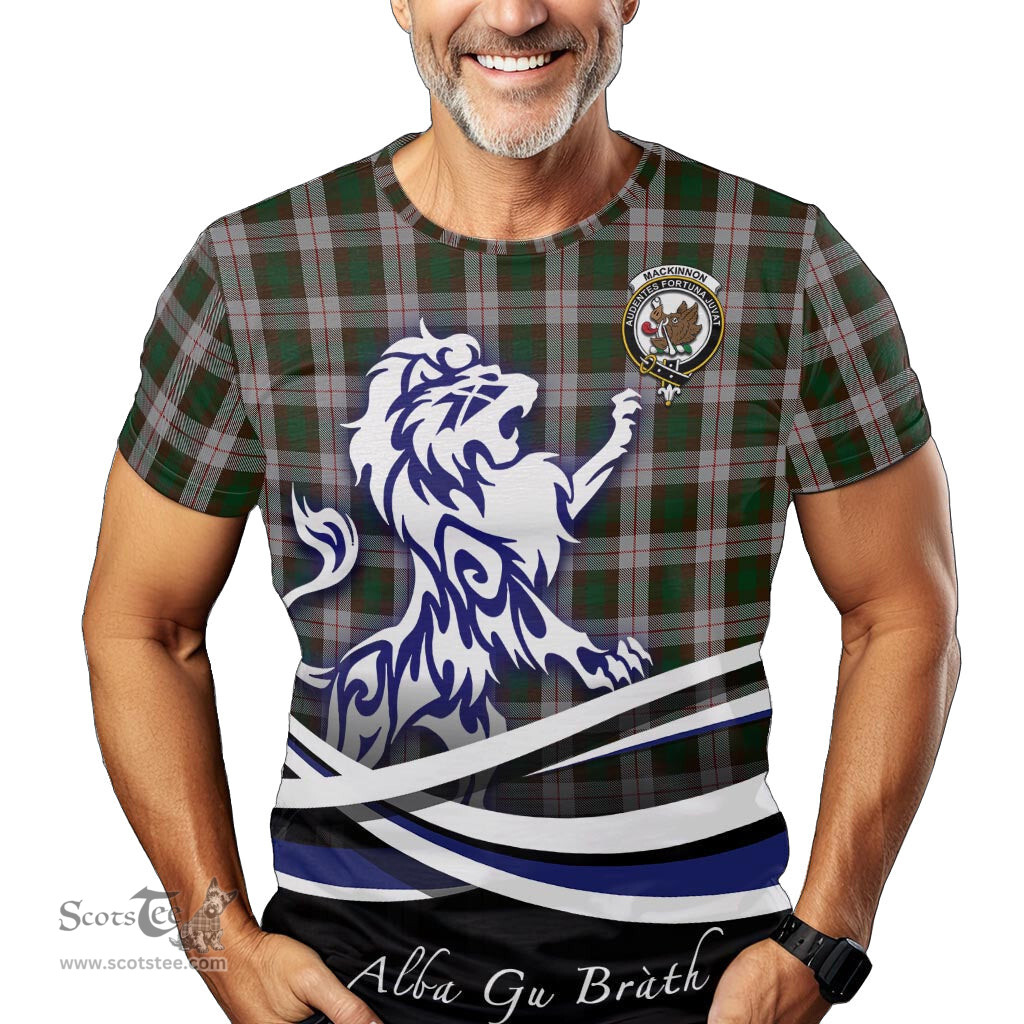 ScotsTee Shop Scottish MacKinnon Dress Clan Crest Tartan T Shirt Alba Gu Brath Regal Lion Emblem