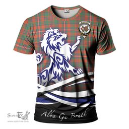 ScotsTee Shop Scottish MacKinnon Ancient Clan Crest Tartan T Shirt Alba Gu Brath Regal Lion Emblem