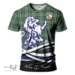 ScotsTee Shop Scottish MacDonald Lord of the Isles Hunting Clan Crest Tartan T Shirt Alba Gu Brath Regal Lion Emblem