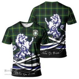 ScotsTee Shop Scottish MacArthur Modern Clan Crest Tartan T Shirt Alba Gu Brath Regal Lion Emblem