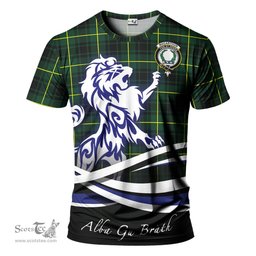 ScotsTee Shop Scottish MacArthur Modern Clan Crest Tartan T Shirt Alba Gu Brath Regal Lion Emblem