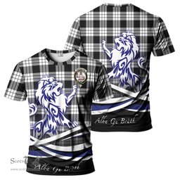 ScotsTee Shop Scottish MacFarlane Black White Clan Crest Tartan T Shirt Alba Gu Brath Regal Lion Emblem