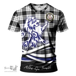 ScotsTee Shop Scottish MacFarlane Black White Clan Crest Tartan T Shirt Alba Gu Brath Regal Lion Emblem