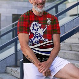 ScotsTee Shop Scottish Heron Clan Crest Tartan T Shirt Alba Gu Brath Regal Lion Emblem