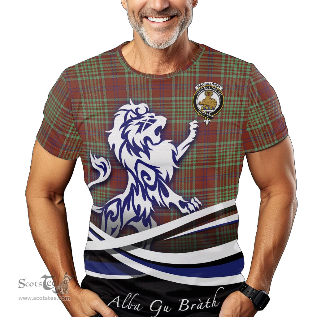 ScotsTee Shop Scottish MacGillivray Hunting Ancient Clan Crest Tartan T Shirt Alba Gu Brath Regal Lion Emblem