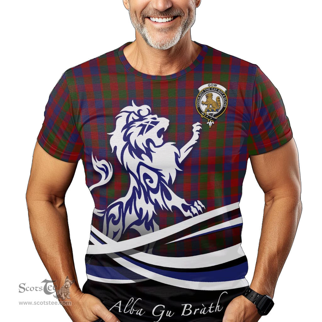 ScotsTee Shop Scottish Gow Clan Crest Tartan T Shirt Alba Gu Brath Regal Lion Emblem