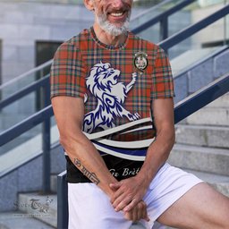 ScotsTee Shop Scottish MacFarlane Ancient Clan Crest Tartan T Shirt Alba Gu Brath Regal Lion Emblem