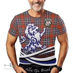 ScotsTee Shop Scottish MacFarlane Ancient Clan Crest Tartan T Shirt Alba Gu Brath Regal Lion Emblem