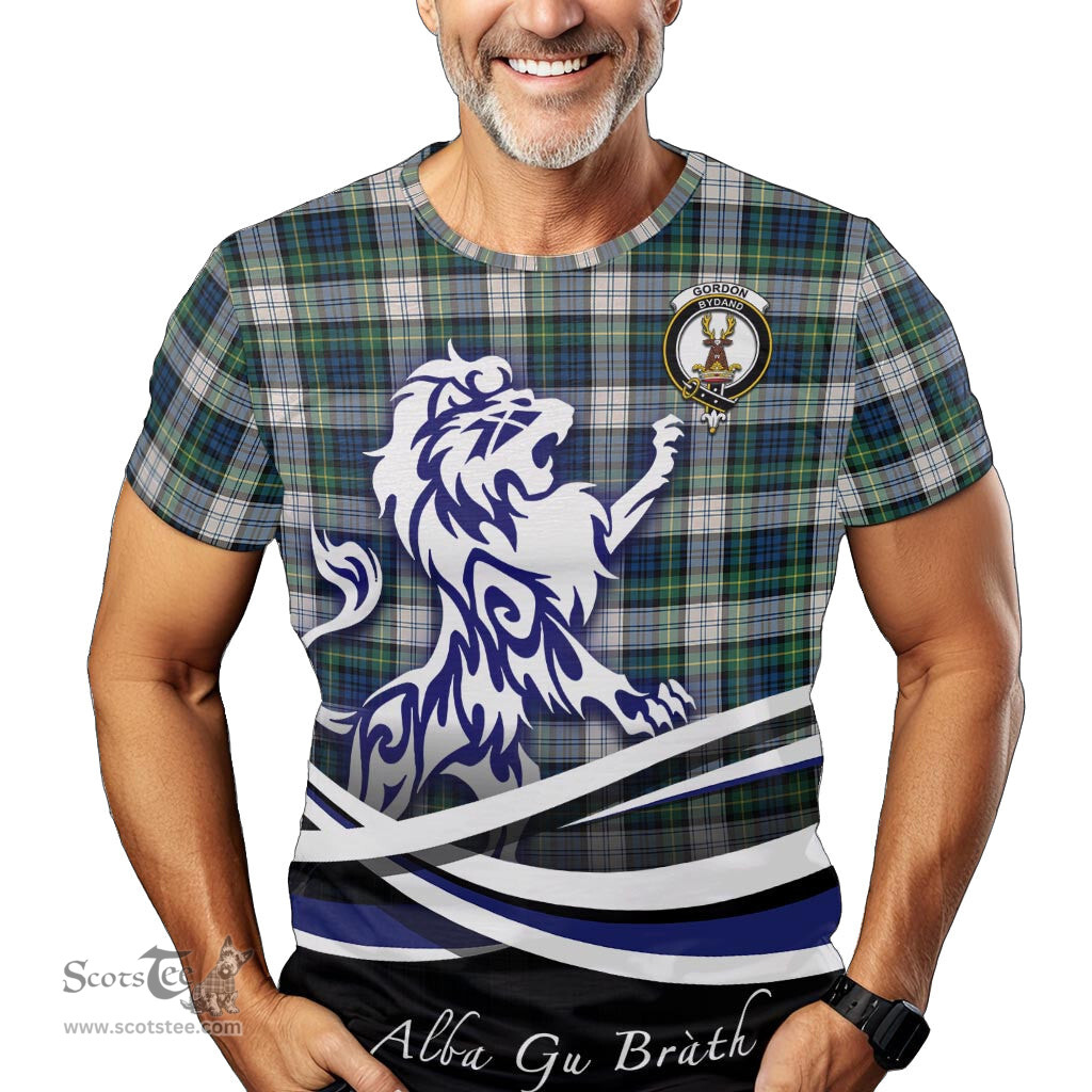 ScotsTee Shop Scottish Gordon Dress Ancient Clan Crest Tartan T Shirt Alba Gu Brath Regal Lion Emblem