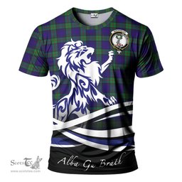 ScotsTee Shop Scottish MacKinlay Modern Clan Crest Tartan T Shirt Alba Gu Brath Regal Lion Emblem