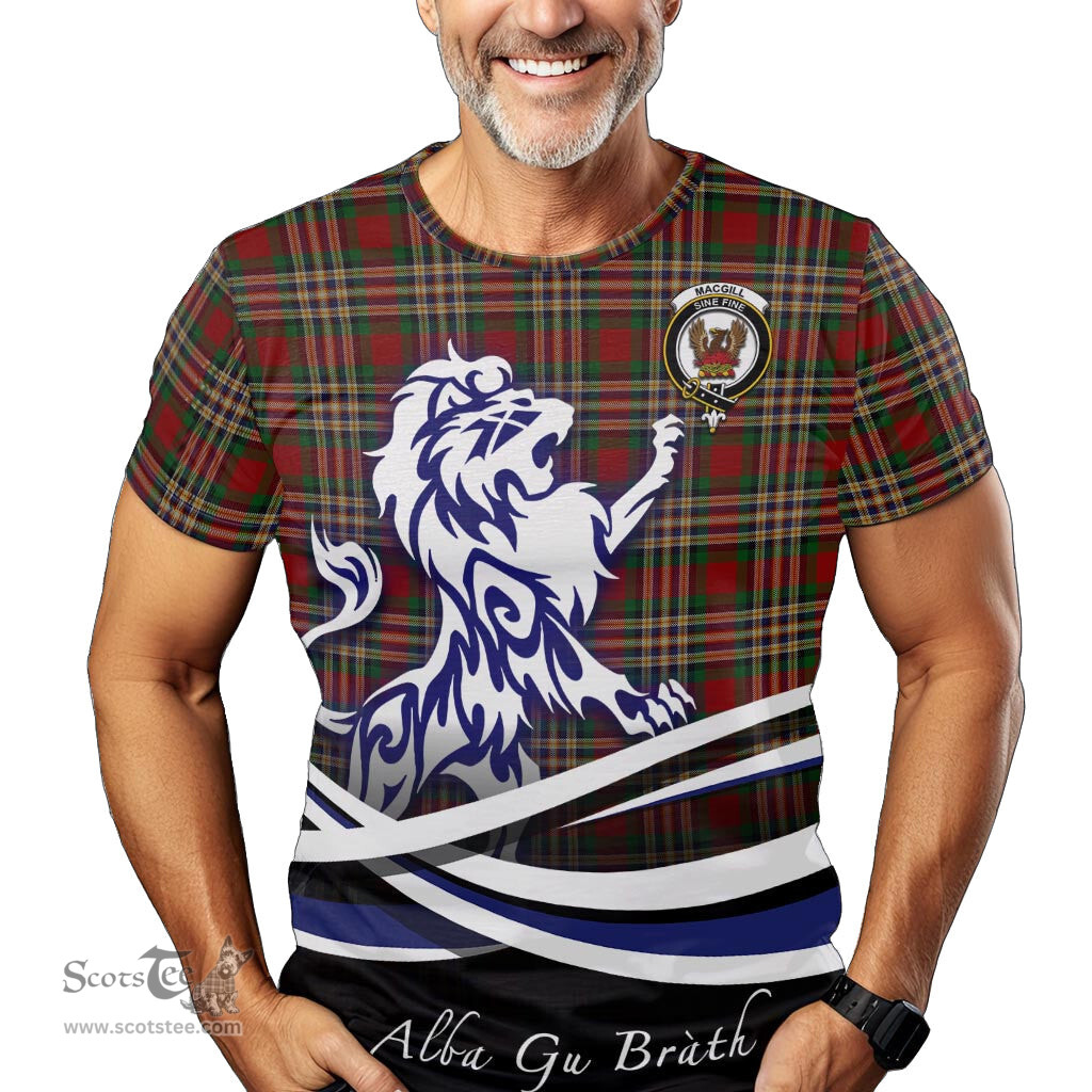 ScotsTee Shop Scottish MacGill Clan Crest Tartan T Shirt Alba Gu Brath Regal Lion Emblem