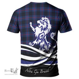 ScotsTee Shop Scottish McCoy Blue Clan Crest Tartan T Shirt Alba Gu Brath Regal Lion Emblem