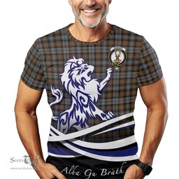 ScotsTee Shop Scottish Gordon Weathered Clan Crest Tartan T Shirt Alba Gu Brath Regal Lion Emblem