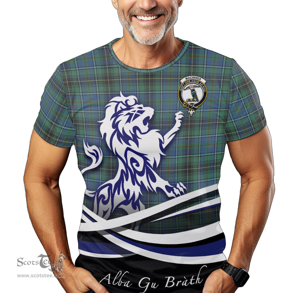 ScotsTee Shop Scottish MacInnes Ancient Clan Crest Tartan T Shirt Alba Gu Brath Regal Lion Emblem