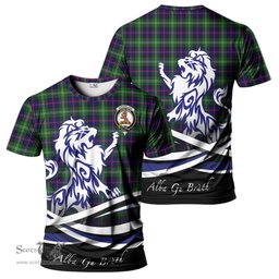 ScotsTee Shop Scottish Sutherland Modern Clan Crest Tartan T Shirt Alba Gu Brath Regal Lion Emblem