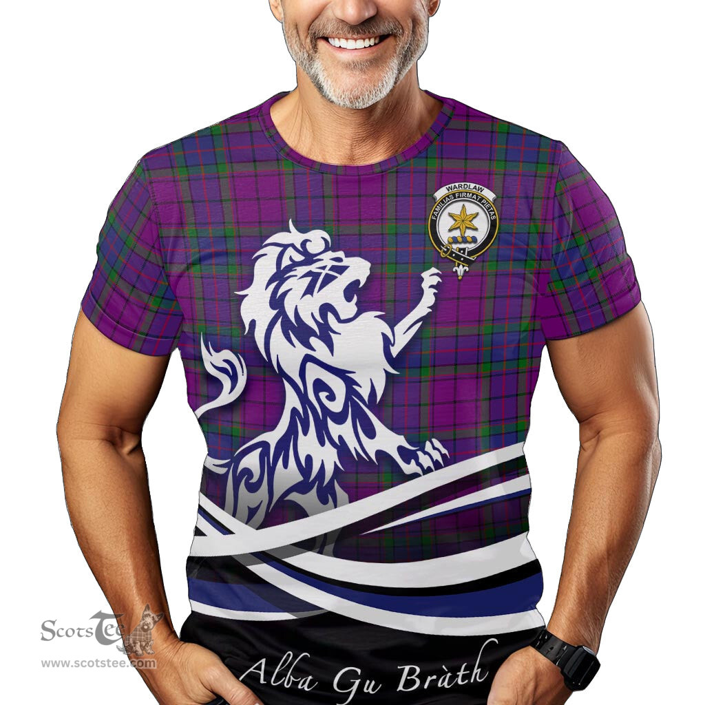 ScotsTee Shop Scottish Wardlaw Modern Clan Crest Tartan T Shirt Alba Gu Brath Regal Lion Emblem