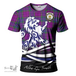 ScotsTee Shop Scottish Wardlaw Modern Clan Crest Tartan T Shirt Alba Gu Brath Regal Lion Emblem