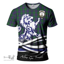 ScotsTee Shop Scottish Shaw Clan Crest Tartan T Shirt Alba Gu Brath Regal Lion Emblem