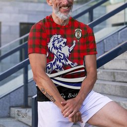 ScotsTee Shop Scottish MacNab Modern Clan Crest Tartan T Shirt Alba Gu Brath Regal Lion Emblem