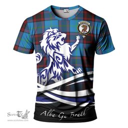 ScotsTee Shop Scottish Wedderburn Clan Crest Tartan T Shirt Alba Gu Brath Regal Lion Emblem
