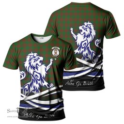 ScotsTee Shop Scottish Menzies Clan Crest Tartan T Shirt Alba Gu Brath Regal Lion Emblem