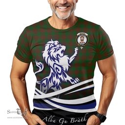 ScotsTee Shop Scottish Menzies Clan Crest Tartan T Shirt Alba Gu Brath Regal Lion Emblem