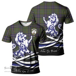 ScotsTee Shop Scottish MacMillan Hunting Modern Clan Crest Tartan T Shirt Alba Gu Brath Regal Lion Emblem