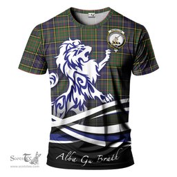 ScotsTee Shop Scottish MacMillan Hunting Modern Clan Crest Tartan T Shirt Alba Gu Brath Regal Lion Emblem