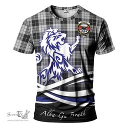 ScotsTee Shop Scottish MacLeod Black and White Clan Crest Tartan T Shirt Alba Gu Brath Regal Lion Emblem