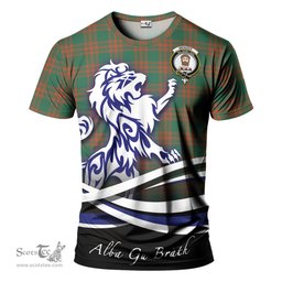 ScotsTee Shop Scottish Menzies Green Ancient Clan Crest Tartan T Shirt Alba Gu Brath Regal Lion Emblem