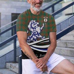 ScotsTee Shop Scottish Menzies Green Ancient Clan Crest Tartan T Shirt Alba Gu Brath Regal Lion Emblem