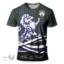 ScotsTee Shop Scottish MacMillan Hunting Clan Crest Tartan T Shirt Alba Gu Brath Regal Lion Emblem