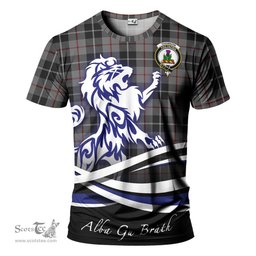 ScotsTee Shop Scottish Thompson Grey Clan Crest Tartan T Shirt Alba Gu Brath Regal Lion Emblem