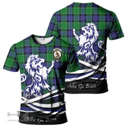 ScotsTee Shop Scottish Monteith Clan Crest Tartan T Shirt Alba Gu Brath Regal Lion Emblem