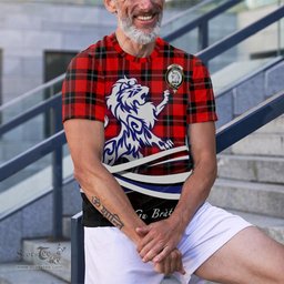 ScotsTee Shop Scottish Ramsay Modern Clan Crest Tartan T Shirt Alba Gu Brath Regal Lion Emblem